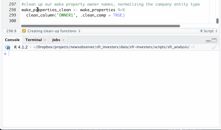 Executing the owner name cleaning function.